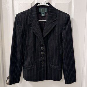 Lauren Ralph Lauren Women's Suit Jacket Black Pinstripe 4 Buttons Office, Size 4